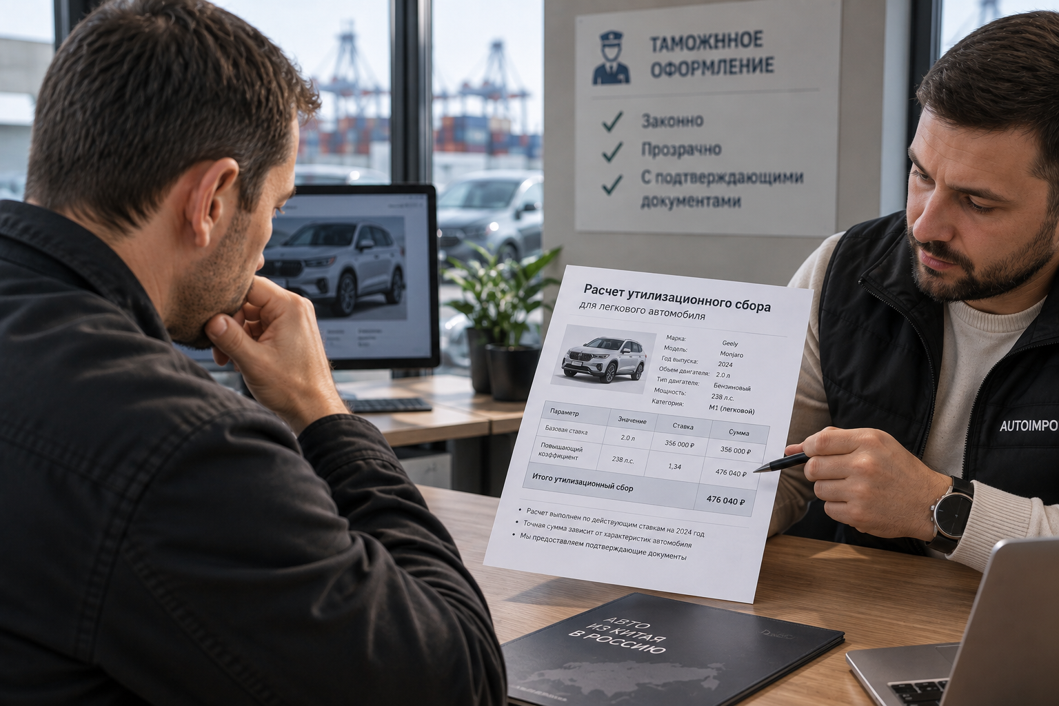 Покупатель проверяет расчёт утильсбора для конкретного автомобиля из Китая